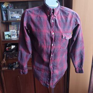 Medium Vintage Woolshire Supreme Plaid Button-Up Shirt Red/Blue Wool 1960's Indy